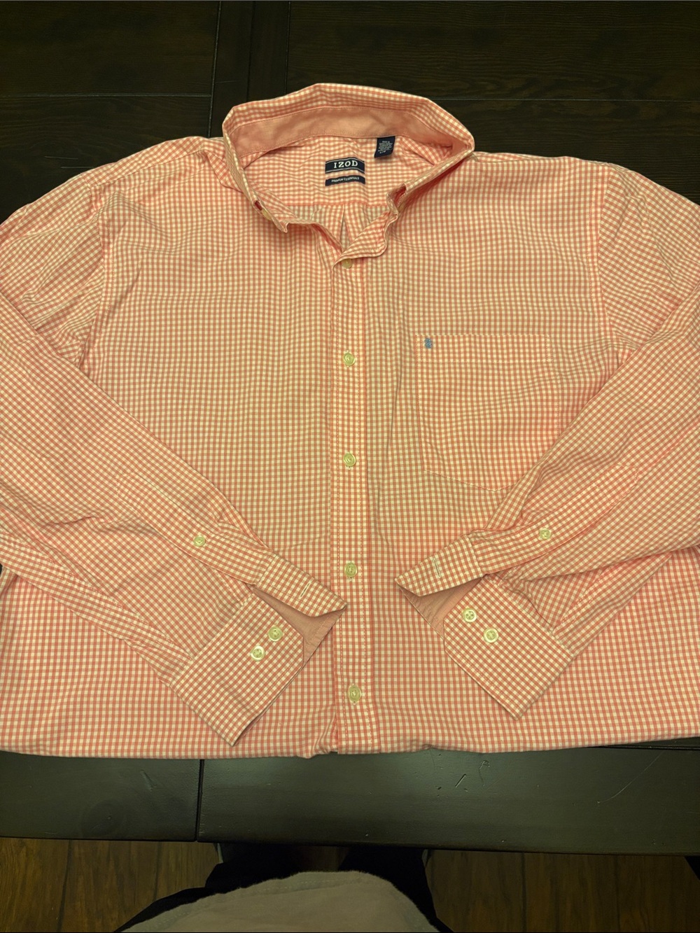 Izod Men’s Pink Gingham Button-Down Shirt